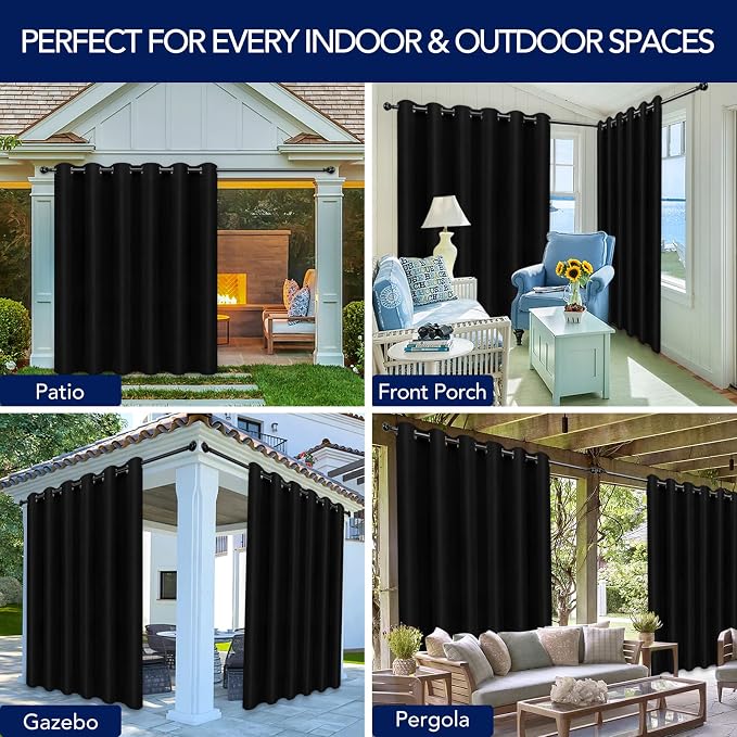 PureFit Outdoor Curtains for Patio Waterproof Weatherproof, UV Resistant - Image 5