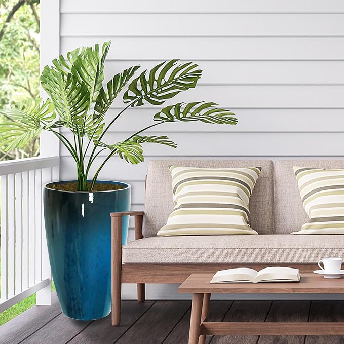 2 Packs 21 inch Tall Planter, Indoor Outdoor Round Planter - Image 2