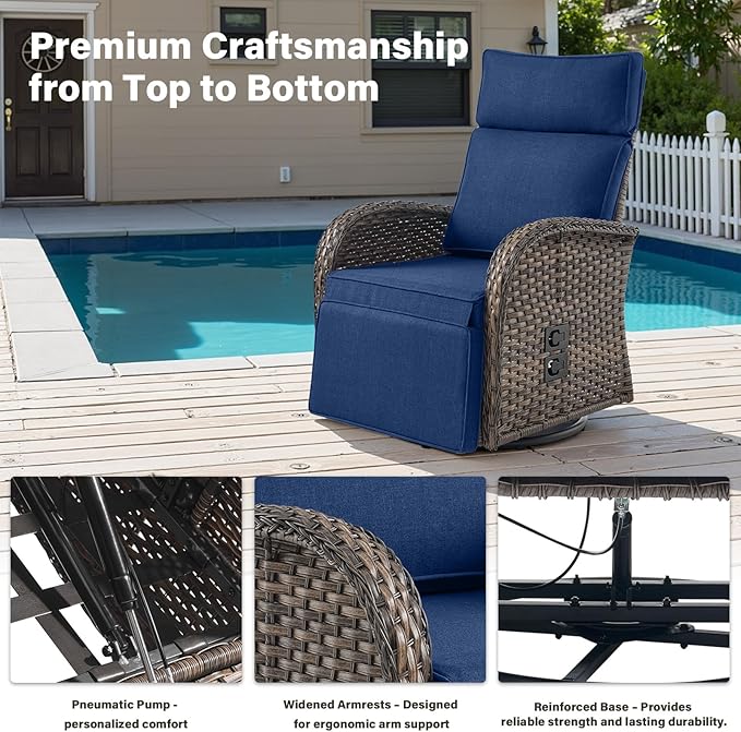 Belord Dual-Adjust Outdoor Swivel Recliner Chair – Wicker Reclining Patio Chair - Image 5