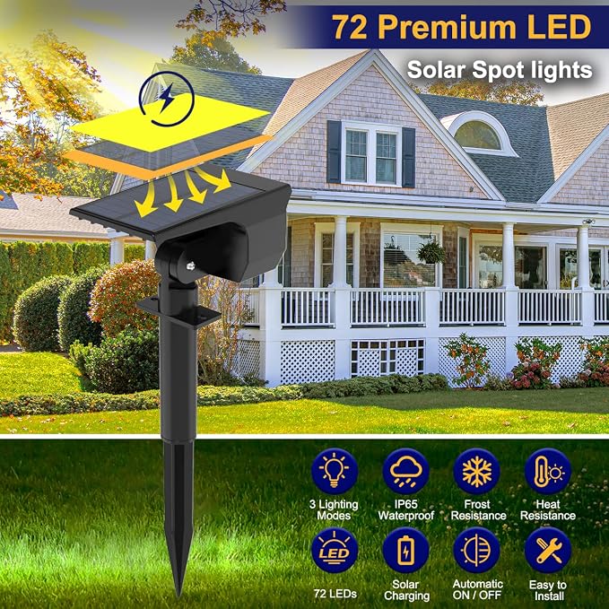 LOTMOS Solar Spot Lights Outdoor Waterproof IP67, 10 Pack Landscape Spotlights - Image 2