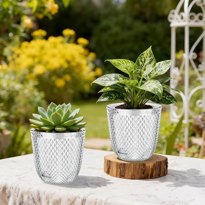 QCQHDU 2 Pack Self Watering Pots, 7.2 Inch Flower Pots - Image 4