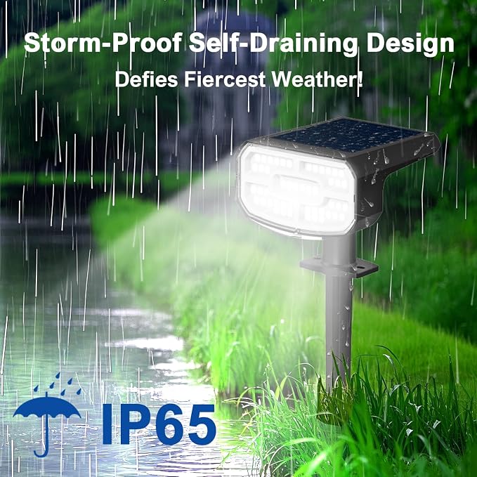 Solar Spot Lights Outdoor Waterproof IP65, 6 Pack, Cool Light, 2 Lighting Modes - Image 6