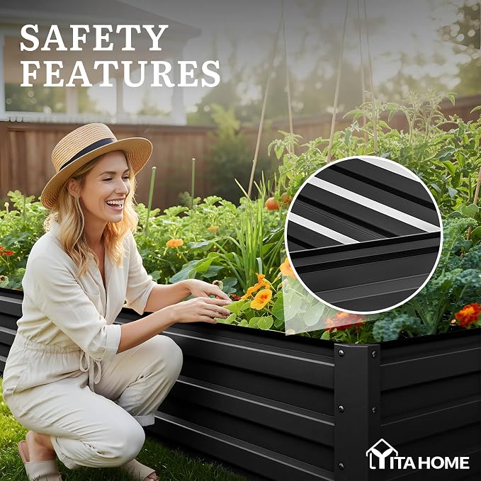 YITAHOME 6pcs 12x4x1 ft Galvanized Raised Garden Bed Kit, Large Metal Planter - Image 6