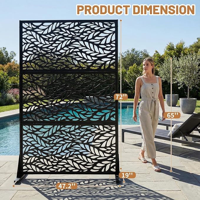VINGLI Privacy Fence Panels, 72H’’ x 47W’’ Metal Privacy Screen Freestanding - Image 5