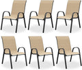 Patio Dining Chair Set of 6, Outdoor Stackable Dining Chairs High Back by VonzoyHome