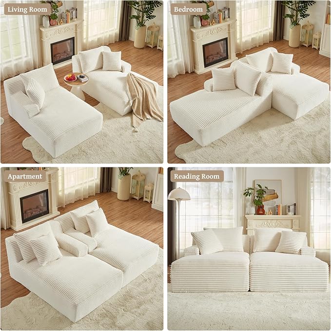 80" Double Chaise Lounge Chair Indoor, Oversized Boneless Couch Comfy - Image 7