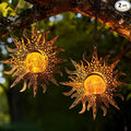 2 Pack Garden Decor Hanging Lanterns Outdoor Waterproof, Solar Lights Metal Sun by Amugmilk