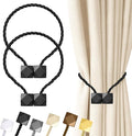 Hion Magnetic Curtain Tiebacks Black 2pcs, Curtain Tiebacks Buckles Holdbacks by Hion
