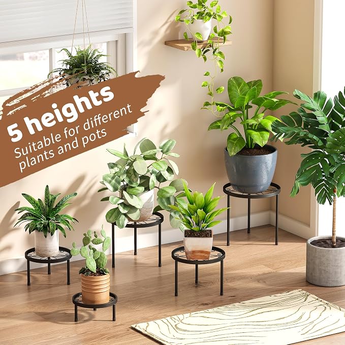 Plant Stand Indoor Outdoor 5 Pack Heavy Duty Metal Stand Multiple Plants - Image 4