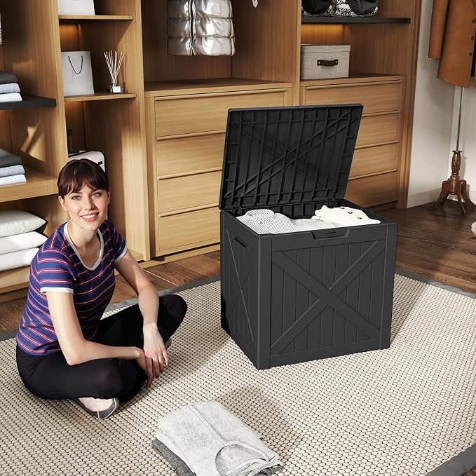 32 Gallon Outdoor Deck Box, Lockable Waterproof Outdoor Storage Boxes - Image 7