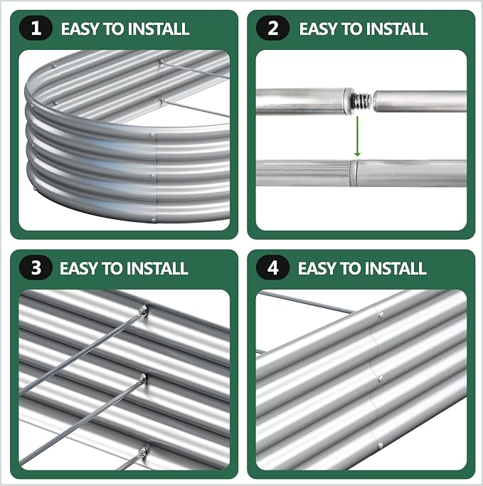 2PCS 4x2x1FT Galvanized Raised Garden Bed Kit, Vegetable Boxes-Oval Metal - Image 6