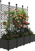 4 PCS Raised Garden Bed with Trellis, Patio Privacy Screen & Balcony Garden by MegaChoice