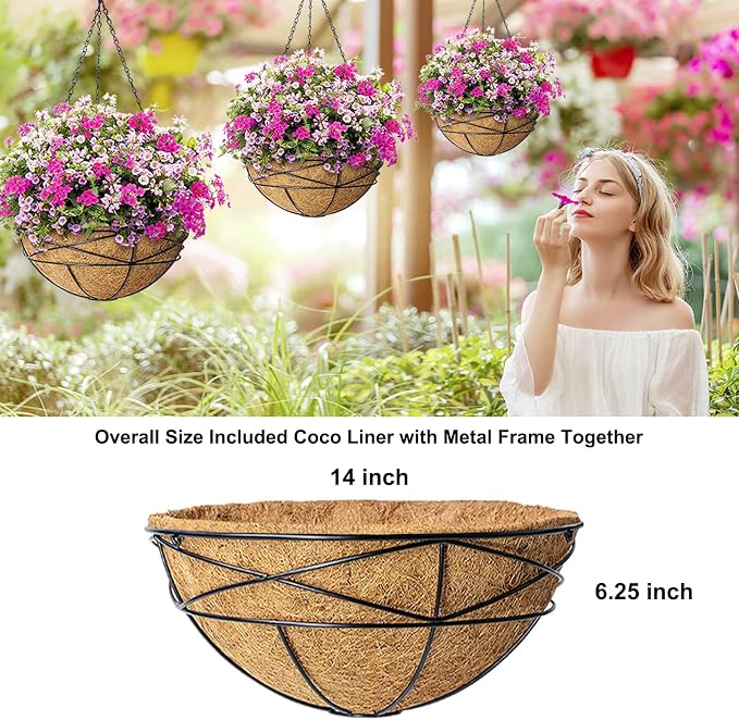 2 Pack 14 Inch Hanging Flower Baskets - Image 5