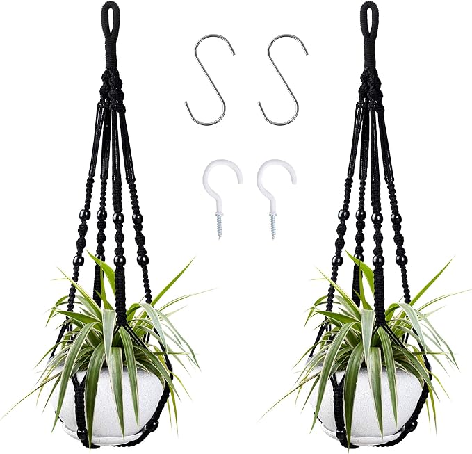 Augshy Macrame Hanging Planter, 2 Pack Hanging Planters by Augshy