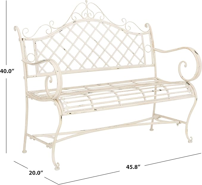 Safavieh PAT5017A Collection Adina Antique White Wrought Iron 51.25" Outdoor - Image 3