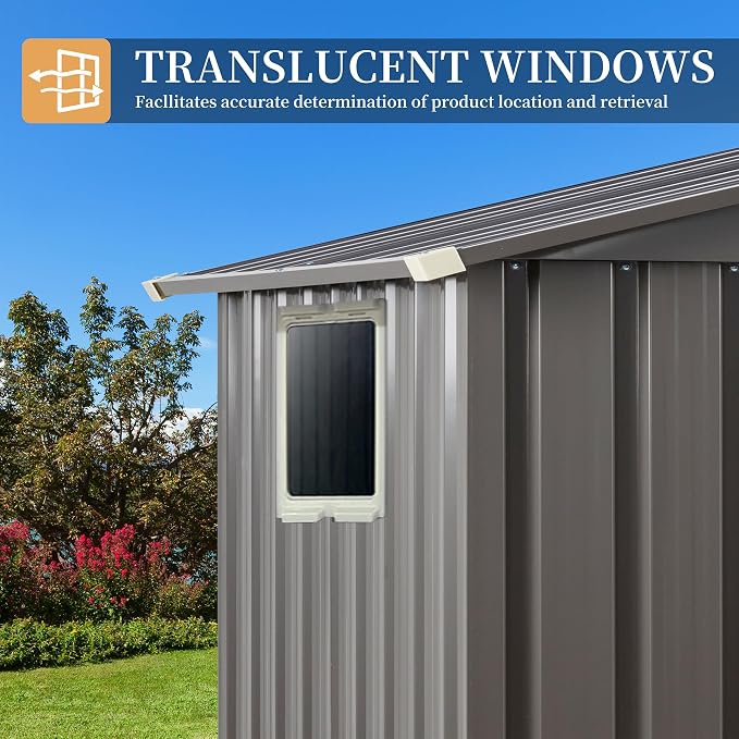 Vongrasig Outdoor Storage Shed, 6 x 4 FT Outside Metal Garden Shed - Image 4