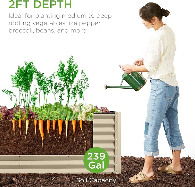 Best Choice Products 8x2x2ft Outdoor Metal Raised Garden Bed, Rectangular Deep - Image 2