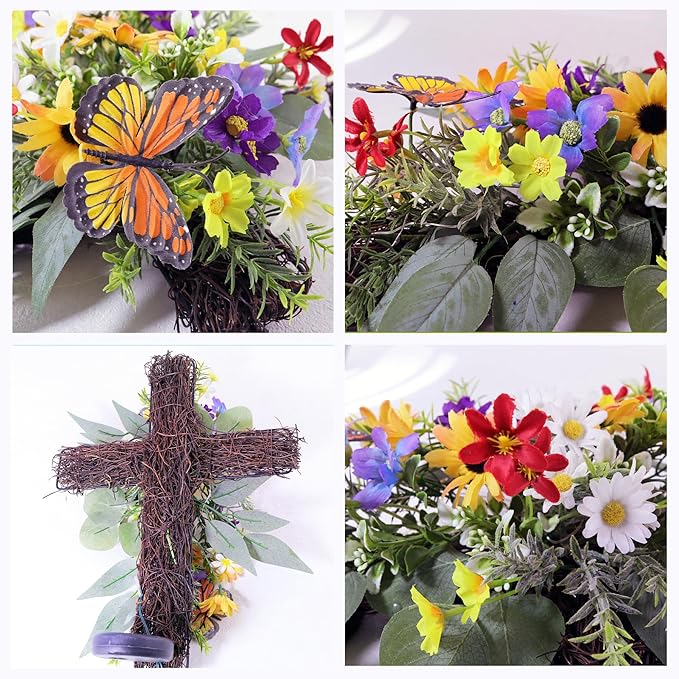 Solar Flower Cross Garden Stake Lights - Image 7
