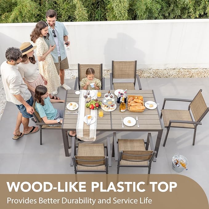 Devoko Patio Dining Set 7 Piece Outdoor Furniture - Image 5