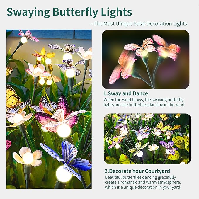 Solar Garden Lights, IP65 Waterproof Butterfly Lights - Image 3