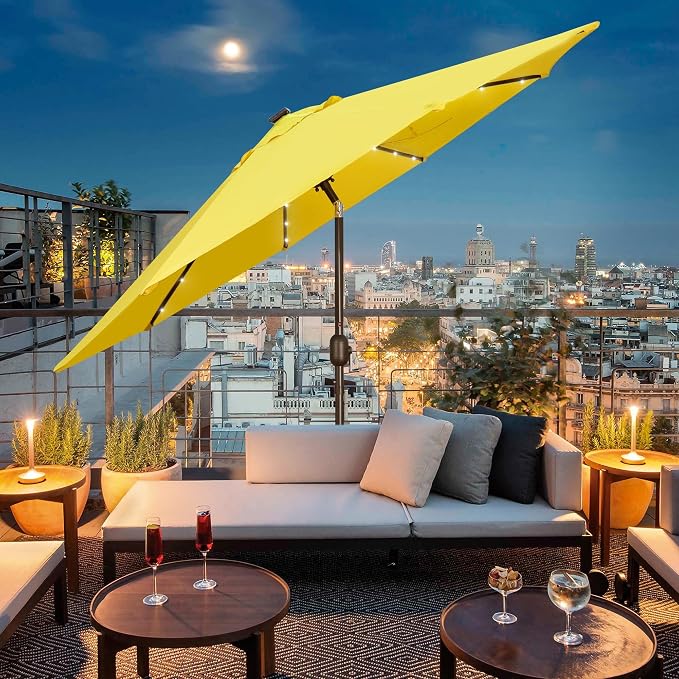 Blissun 9 ft Solar Umbrella, 32 LED Lighted Patio Umbrella, Table Market - Image 7