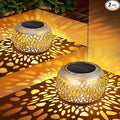 Solar Lanterns Outdoor Waterproof: 2 Pack White Gold Hollow Out Metal Solar by NFEVER