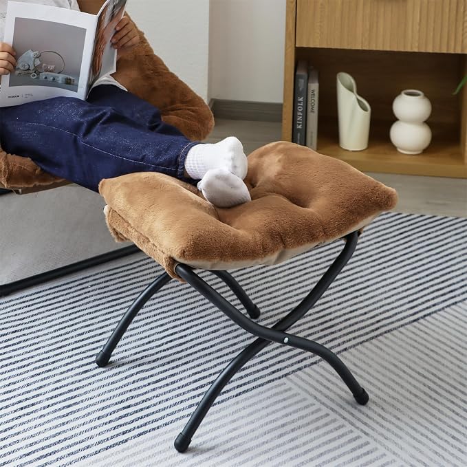15" Folding Ottoman, Foldable Footrest Stool, Portable Small Foot Stool - Image 9