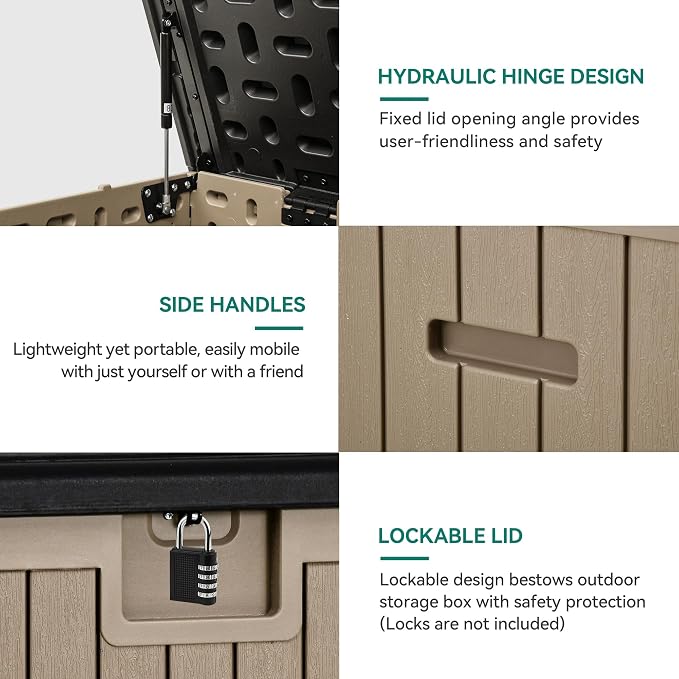 YITAHOME XXL 230 Gallon Large Deck Box, Outdoor Storage - Image 5