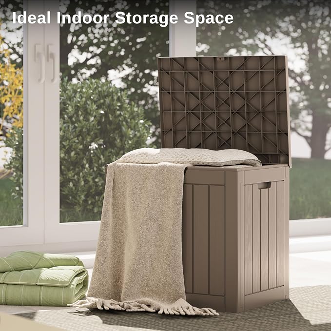 EAST OAK Outdoor Storage Box, 31 Gallon Deck Box, Waterproof Resin Storage Bin - Image 8