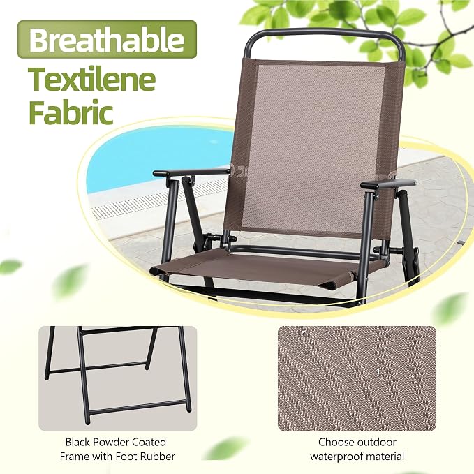 Vongrasig 6 Pieces Folding Patio Dining Set, All Weather Small Metal Outdoor - Image 4