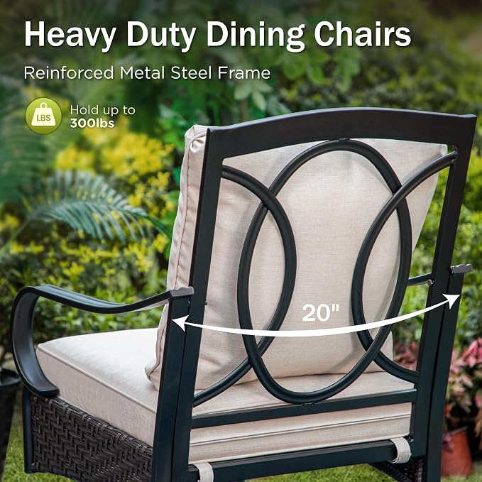 PHI VILLA Patio Swivel Chairs Set of 6, Heavy Duty Outdoor Metal Wicker Dining - Image 5