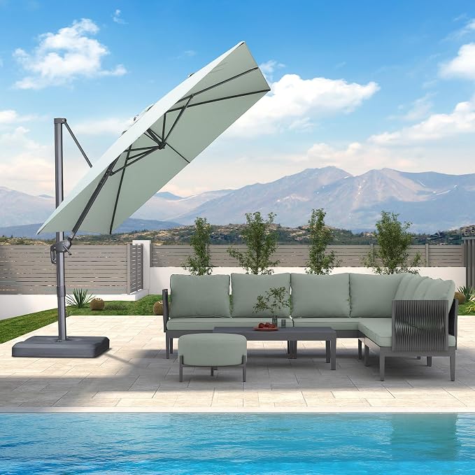 PURPLE LEAF Patio Umbrella 9' X 9' Rectangle Cantilever Umbrella Large Aluminum by Unknown