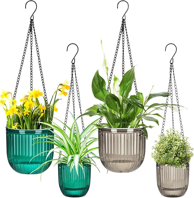 Maxcheck 4 Pcs Self Watering Hanging Planters Indoor Gift 6.5'' 4.5'' Hanging by Maxcheck