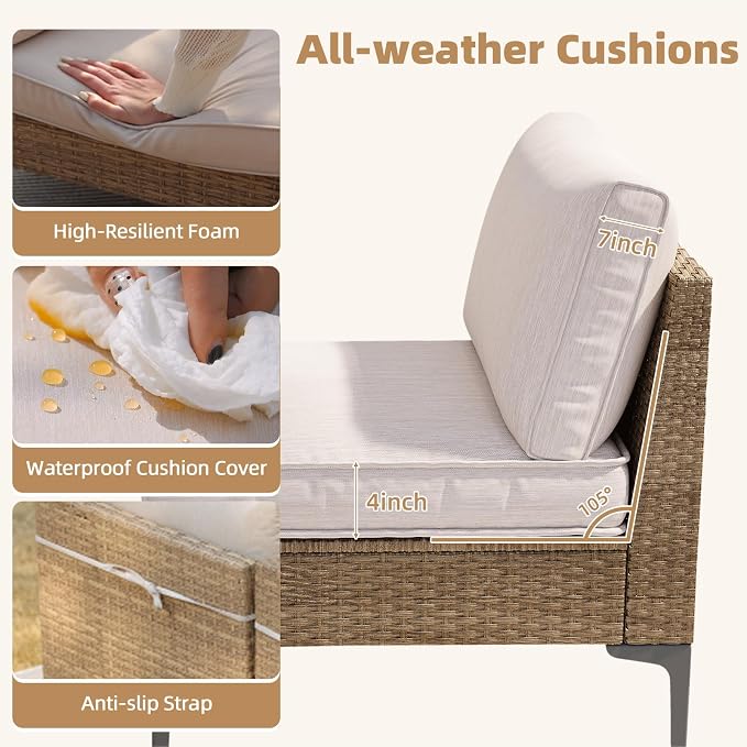 7-Piece Patio Furniture Set, Outdoor Wicker Sectional Sofa - Image 5
