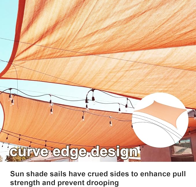SUNLAX Sun Shade Sail 12' x 22' Peach Fuzz Rectangle Canopy Sail Shade Cover UV - Image 2