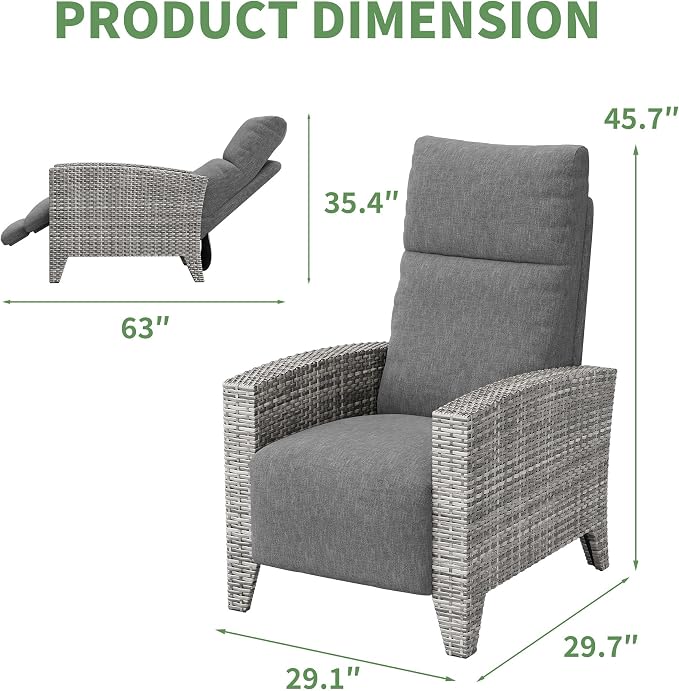 IDEALHOUSE Wicker Outdoor Recliner Reclining Patio Chairs - Image 2