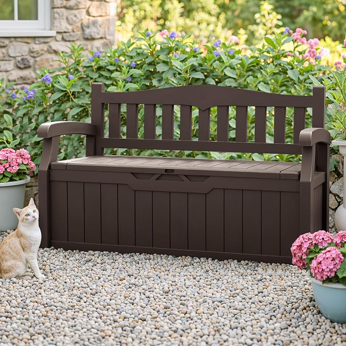 Homall 75 Gallon Outdoor Storage Benches Lockable Deck Box - Image 2