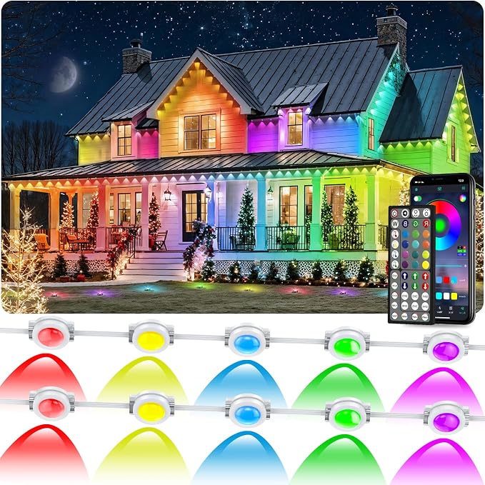 150FT Permanent Outdoor RGB Lights, IP67 Waterproof Smart Eave Lighting by Unknown