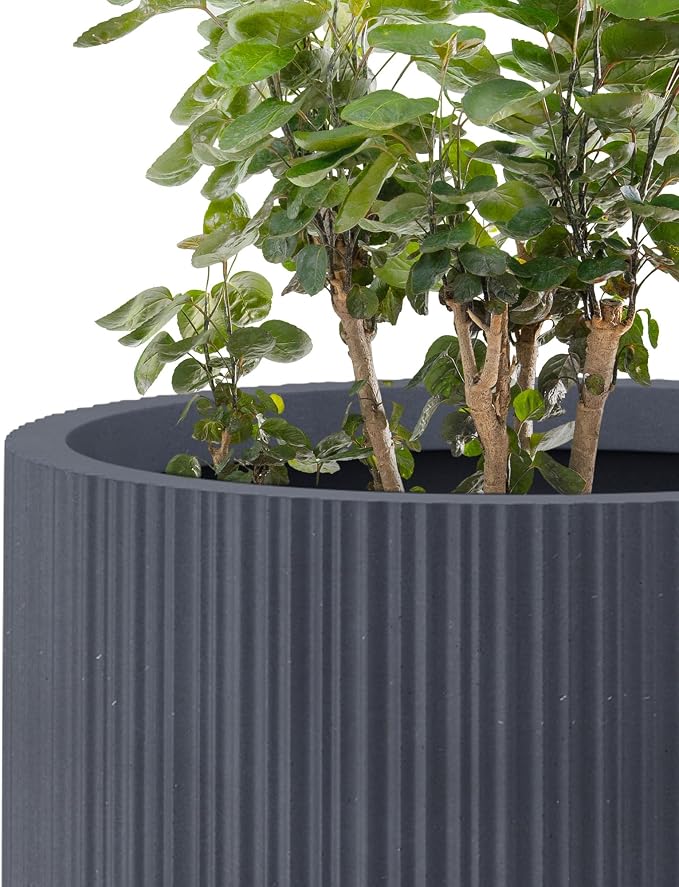 Kante 24 Inch Tall Round Concrete Planter, Large Indoor Outdoor Plant Pots - Image 8