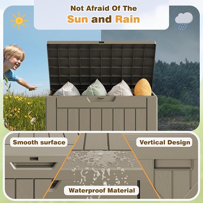 Flamaker Resin Deck Box 40 Gallon Waterproof Outdoor Indoor Storage Box - Image 6