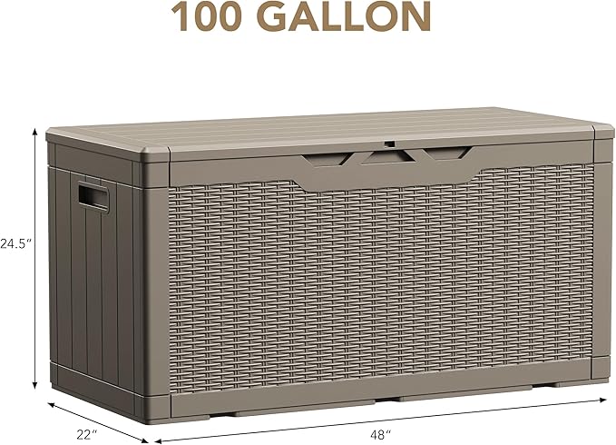 Devoko 100 Gallon Waterproof Large Resin Deck Box Indoor Outdoor Lockable - Image 6