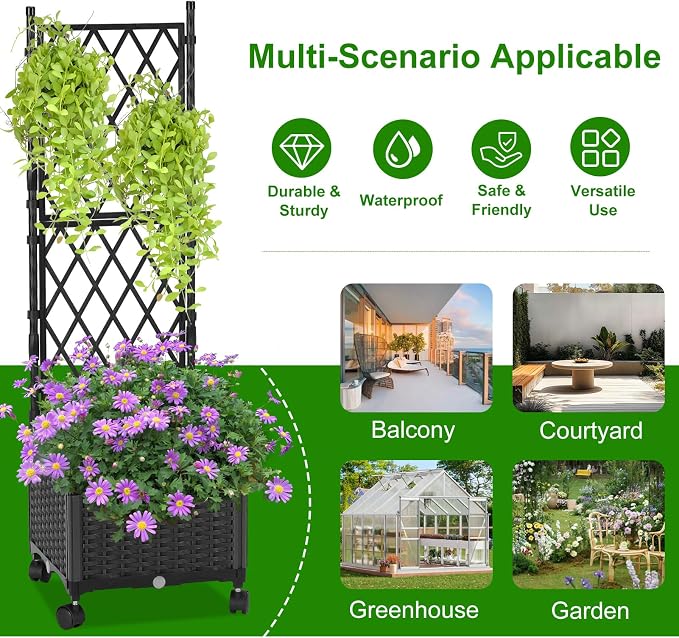Planter with Trellis Raised Garden Beds, Trellis Planter Box Outdoor - Image 3