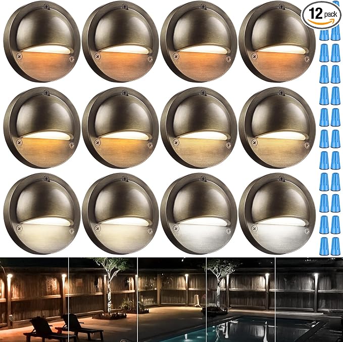 LEONLITE 12-Pack Update 5CCT LED Low Voltage Deck Lights, 180LM 3.74inch by LEONLITE