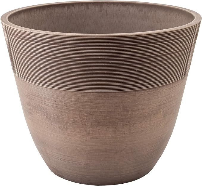 PSW Pot Collection FM40TP 16-inch Plastic/Stone/Wood Composite Large Ribbed by PSW