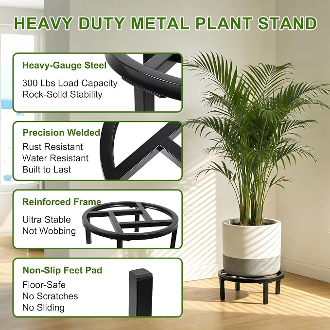 Metal Plant Stand Indoor Outdoor, Heavy Duty Plant Riser, Sturdy Flower Pot - Image 2