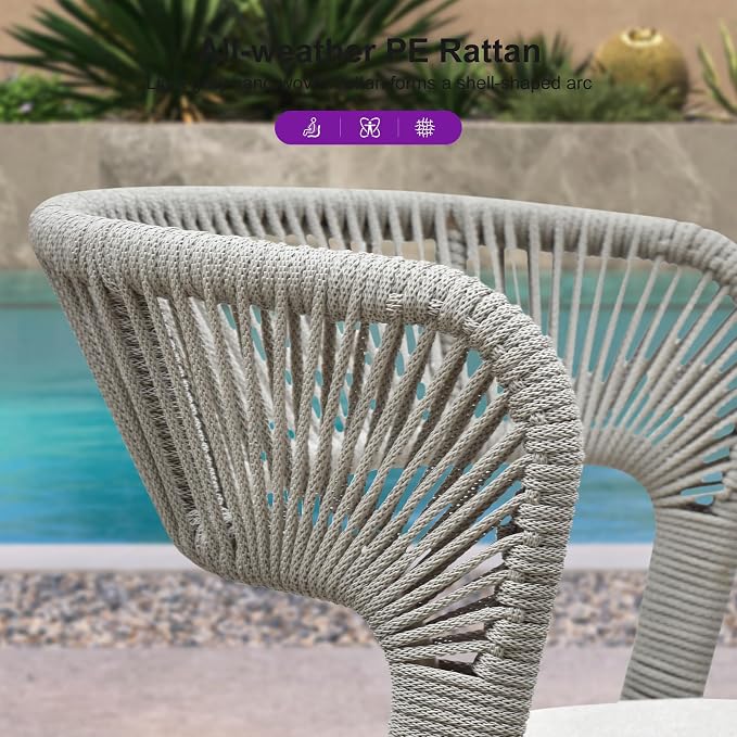 PURPLE LEAF 7 Pieces Outdoor Dining Set Patio Dining Furniture Aluminum Wicker - Image 2