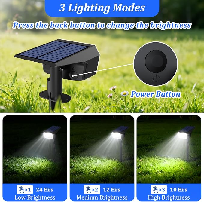 Sucolite 8-Pack Solar Spot Lights Outdoor Waterproof IP65, 3 Lighting Modes - Image 2
