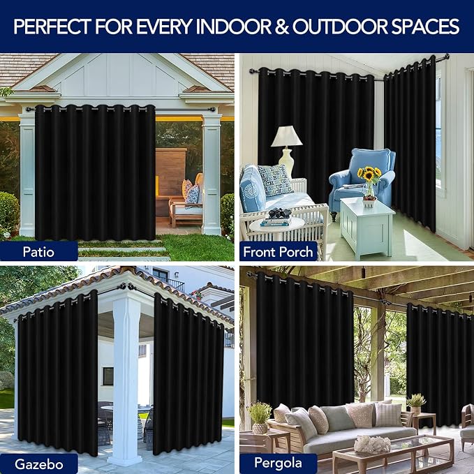 PureFit Outdoor Curtains for Patio Waterproof Weatherproof, UV Resistant - Image 5