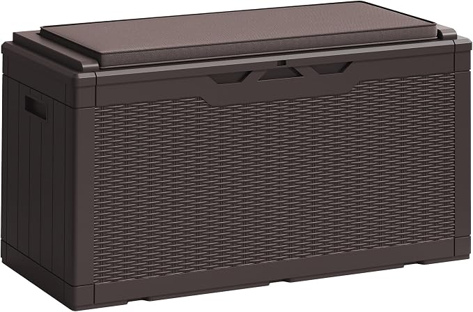 Greesum 100 Gallon Resin Deck Box Large Outdoor Storage Boxes by BuynowfromGreesum