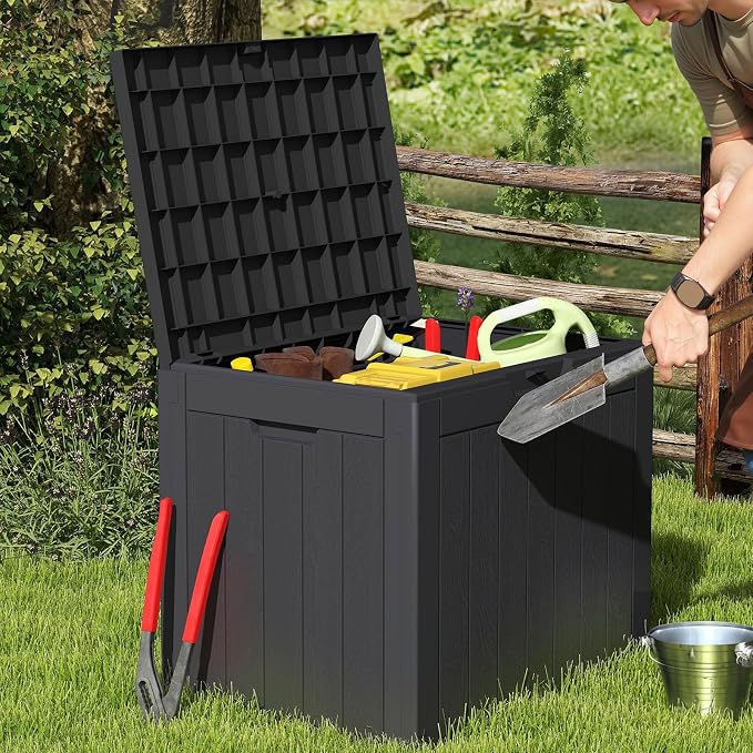 Sweetcrispy Deck Box with 31 Gallon Capacity, Weatherproof Resin Lockable - Image 4